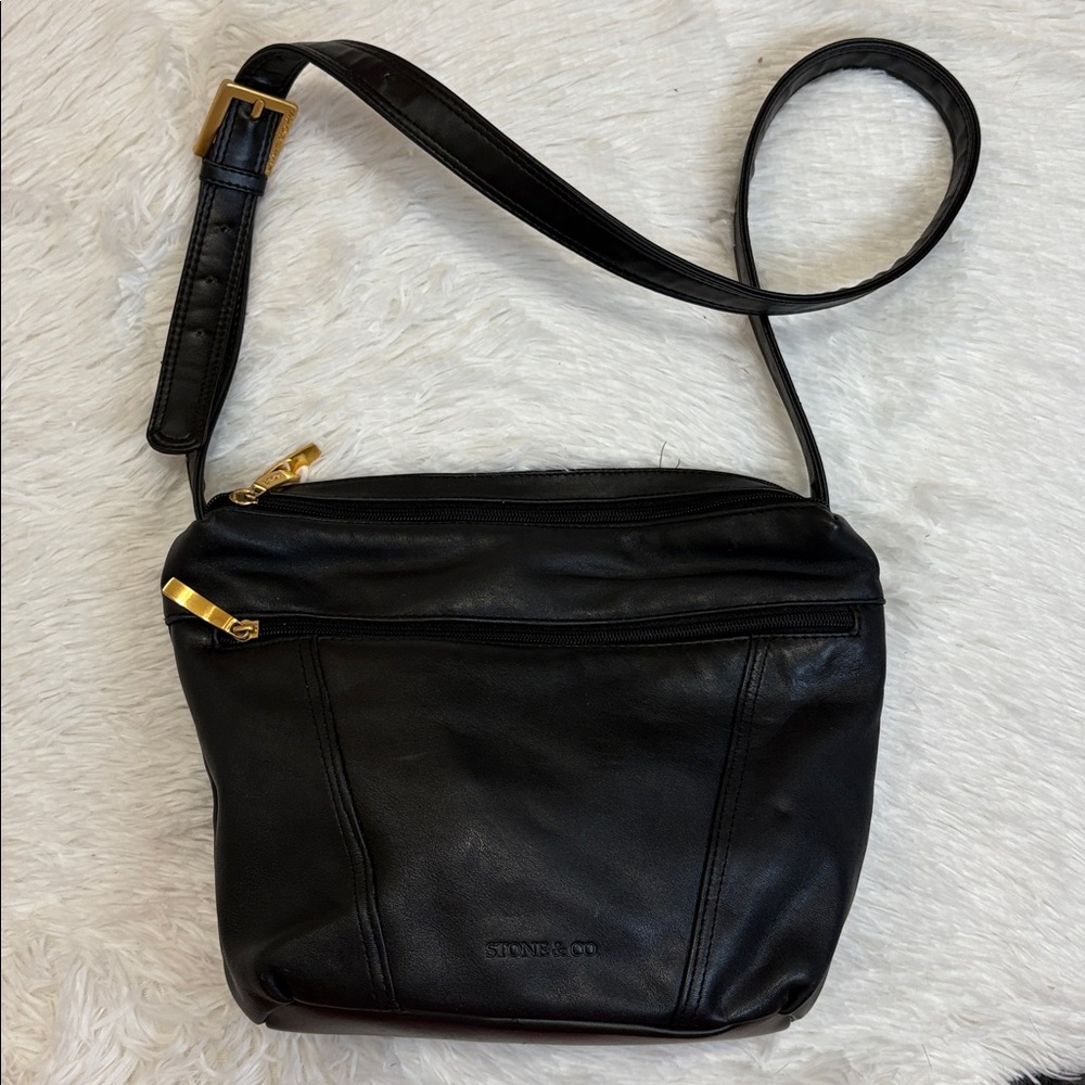 Stone & Co Black Leather Crossbody Bag